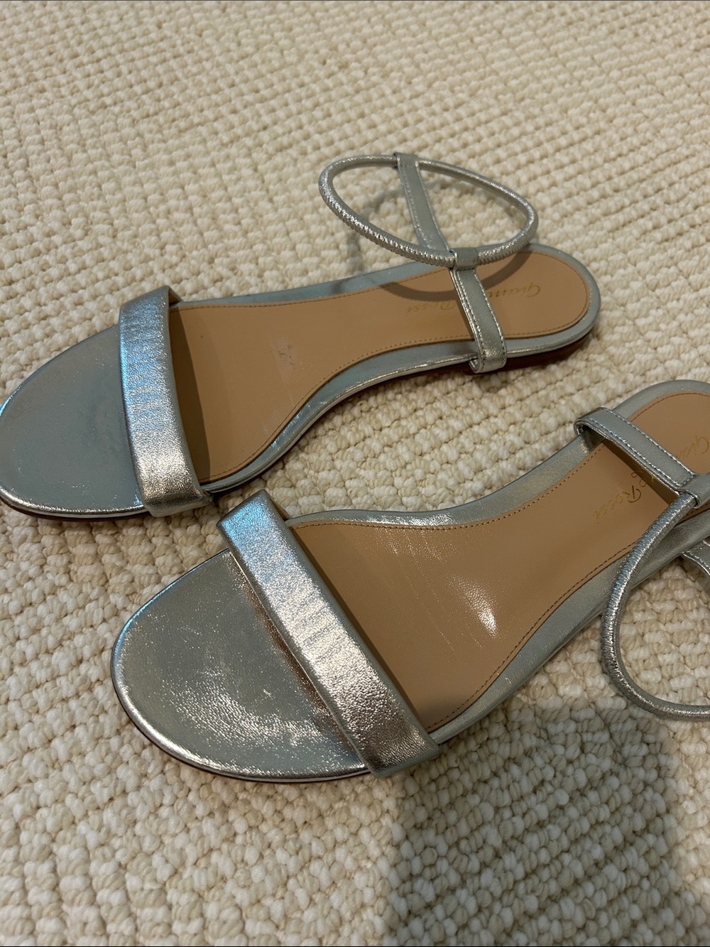 Gianvito Rossi Metallic Silver Ankle-Strap Sandals